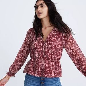 MADEWELL BURGUNDY OVERTURE TOP IN DITSY FLOWERS